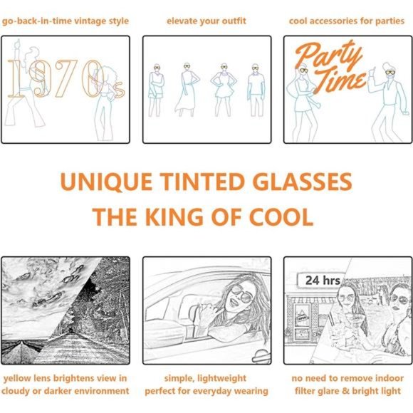 Vintage Retro 70s Sunglasses for Women Men Classic Large Square Aviator Trendy - Picture 6 of 7